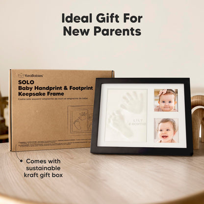 Baby Hand and Footprint Kit - Quick Dry Clay Baby Footprint Kit, Newborn Keepsake, Nursery Picture Frame for Boys, Girls, Personalized Gifts for Shower & Registry, New Mom Gift (Onyx Black)
