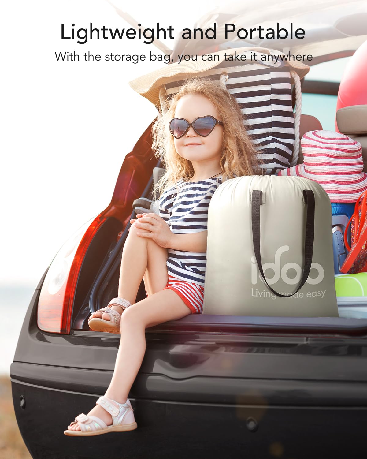 iDOO Air Mattress Queen with Built in Pump, Inflatable Mattress Queen Size, 18" Raised Blow up Mattress for Camping, Guests, Portable & Waterproof Air Bed, Colchon Inflable