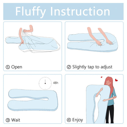 QUEEN ROSE Pregnancy Pillow, U Shaped Full Body Pillows for Sleeping Support, 55 Inch Maternity Pillow for Pregnant Women with Cooling Silky Cover, Blue