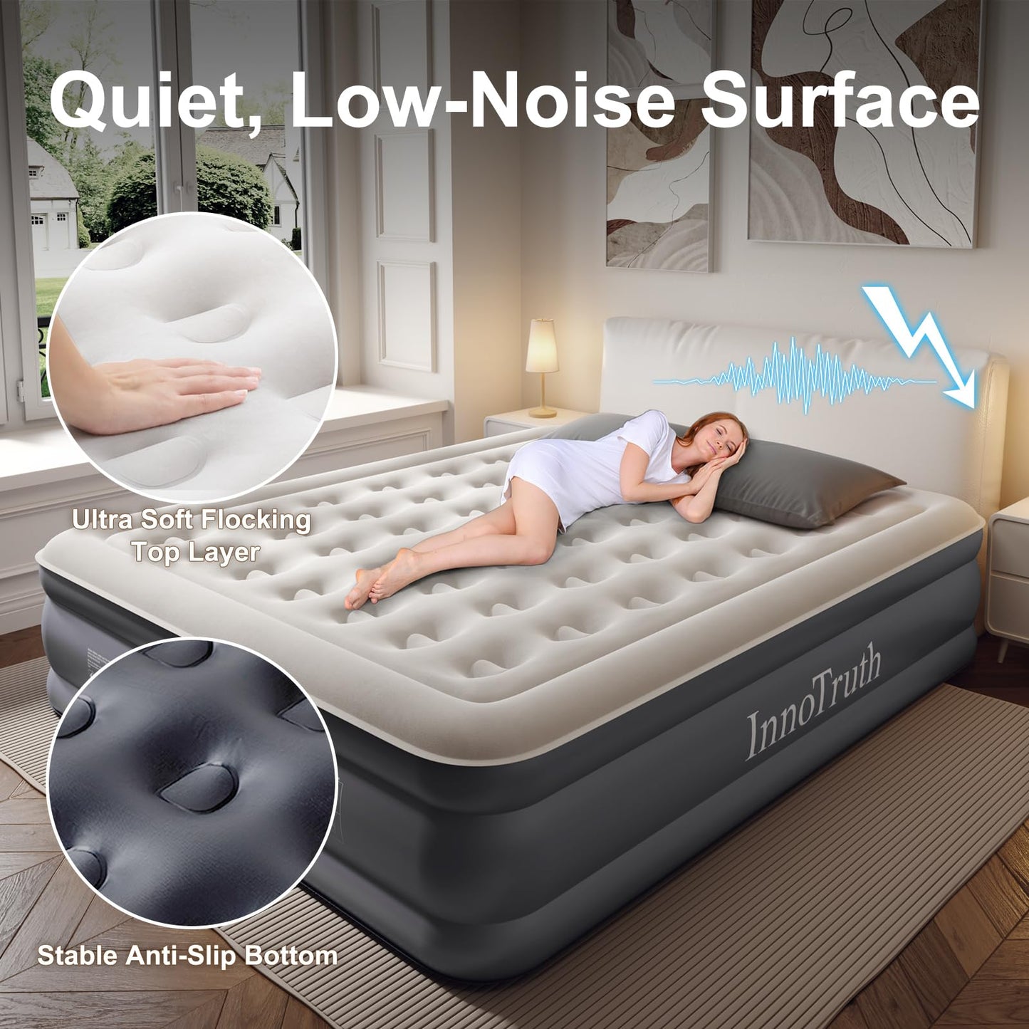 InnoTruth Cal King Air Mattress with Built in Pump, Family Choice Award Winner-Inflatable Blow up Mattress, 18" Raised Colchones Inflables Air Bed for Guests & Home, Ideal for Home Use and Outdoor