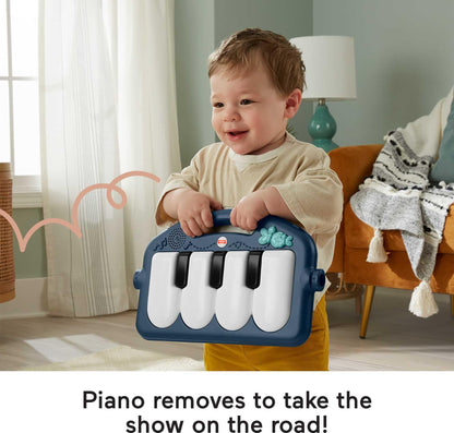 Fisher-Price Baby Playmat Kick & Play Piano Gym with Musical and Sensory Toys for Newborn to Toddler, Navy Fawn