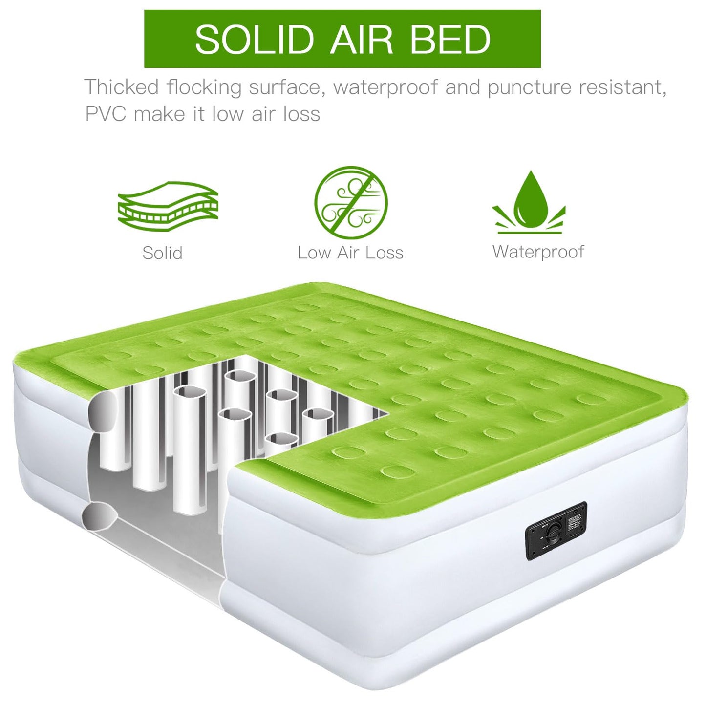 YENING Twin Size Air Mattress with Built in Pump Raised Single Inflatable Bed Blow up Mattressith Camping Airbed 18 Inch Tall
