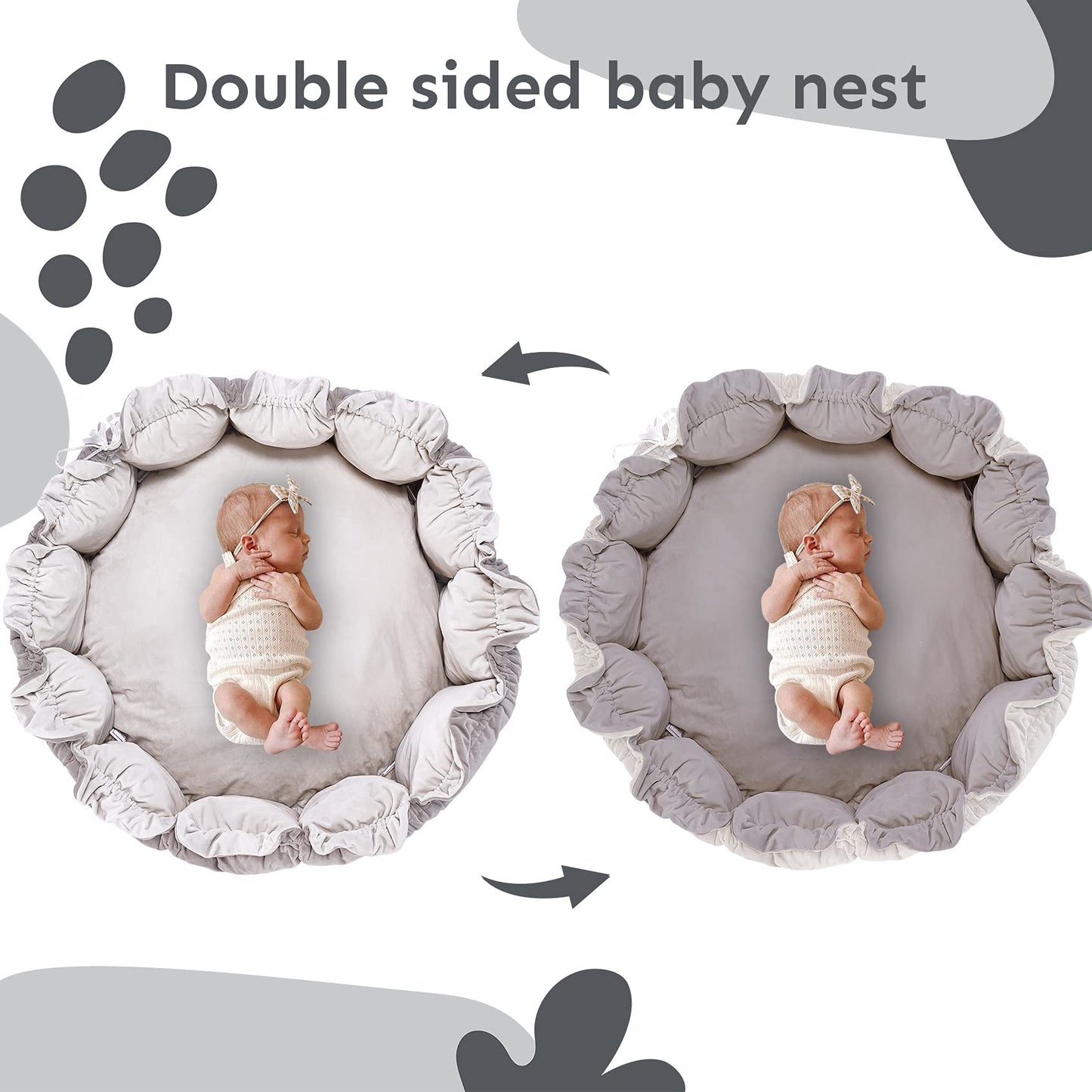 5-in-1 Thick & Plush Baby Play Gym, Baby Play Mats for Floor, Tummy Time Mat with 6 Toys, Cat Bed, Dog Bed, Convertible Stage-Based Developmental from Baby to Toddler, Ball Pit, Pet Cushion Cloudico