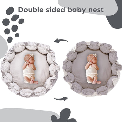 5-in-1 Thick & Plush Baby Play Gym, Baby Play Mats for Floor, Tummy Time Mat with 6 Toys, Cat Bed, Dog Bed, Convertible Stage-Based Developmental from Baby to Toddler, Ball Pit, Pet Cushion Cloudico