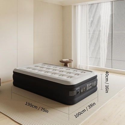 SENNOUL Air Mattress with Built in Pump - Upgraded Twin Blow Up Mattress, 2 Mins Quick Self Inflatable with Double Air Chamber,16"/550lbs Max, Strong Support, for Camping,Home,Guests,Portable Travel