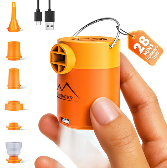 Portable Pool Inflatable Air Pump - 5kPa Upgrade Electric Camping Travel Vacuum Mini Inflator Pump for Inflatables - Battery Mattress Bed Small Float Pump - Tiny Rechargeable Pumps for Storage Bags