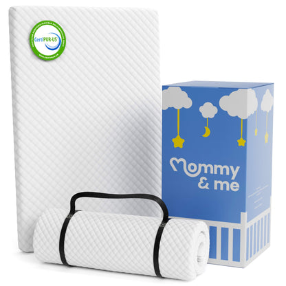 Mommy&Me Pack and Play Mattress Pad (38"x26"x1") with Soft Washable Breathable Cover, Waterproof, CertiPUR-US Certified Foam, Pack&Play Topper