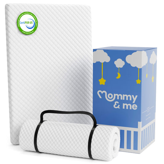 Mommy&Me Pack and Play Mattress Pad (38"x26"x1") with Soft Washable Breathable Cover, Waterproof, CertiPUR-US Certified Foam, Pack&Play Topper