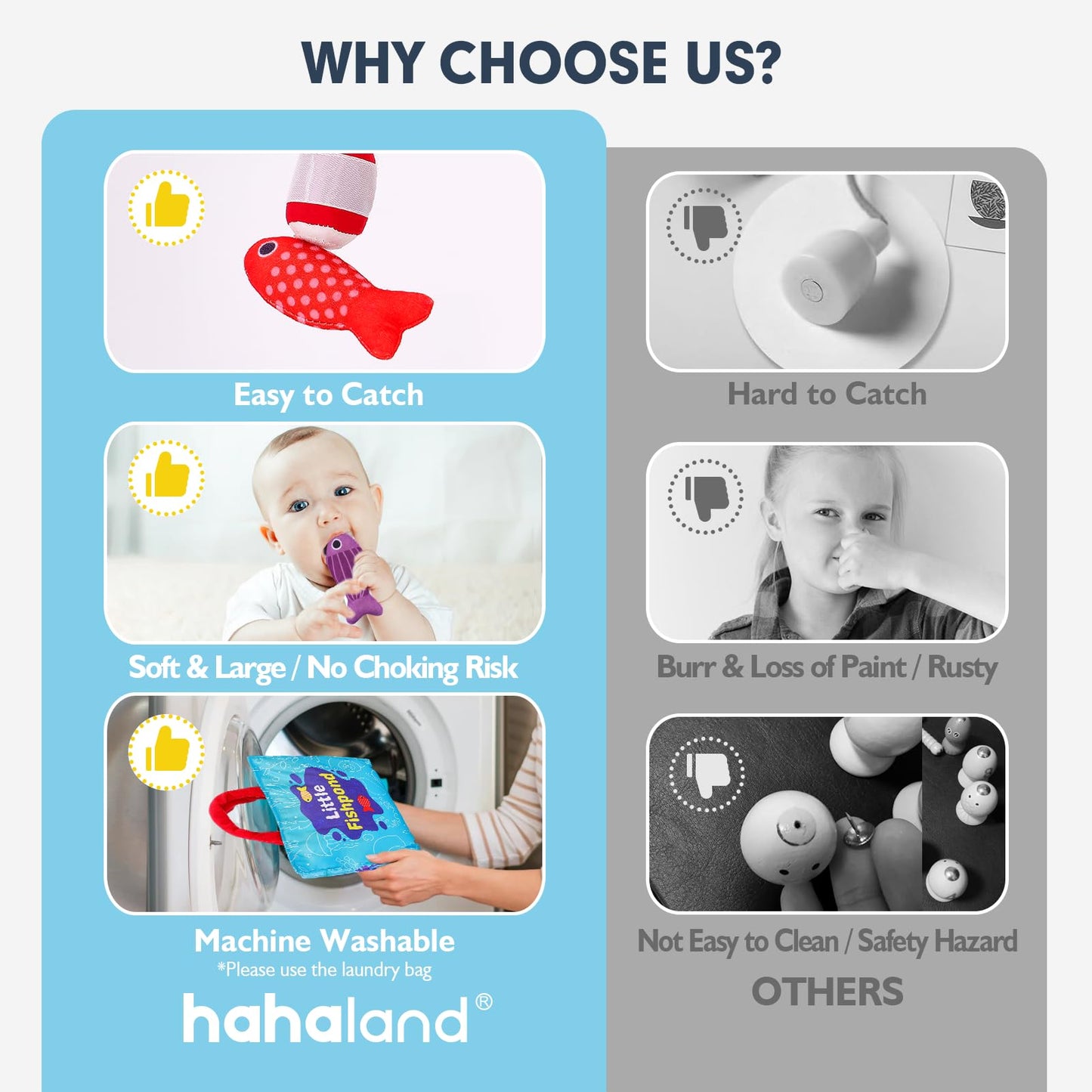 hahaland Montessori Toys for 1 Year Old - 10 in 1 Cloth Toddler Fishing Game with Stacking Cups, Baby Toy 12-18 Months One Year Old Boy Birthday Gift, Toddler Toys for 1 Year Old Boy Girl Gifts