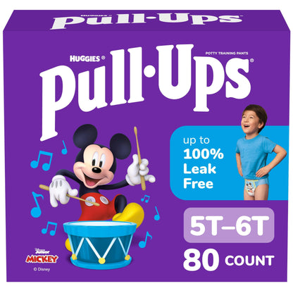Pull-Ups Boys' Potty Training Pants, Size 5T-6T Training Underwear (46-60 lbs), 80 Count (2 Packs of 40)