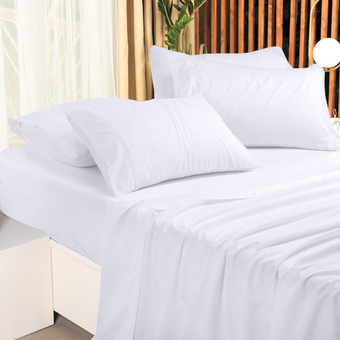 Utopia Bedding King Sheet Set – 4 Piece Bed Sheets for King Size Bed, Soft and Breathable Microfiber, Includes 1 Fitted Sheet, 1 Flat Sheet and 2 Pillowcases (White)