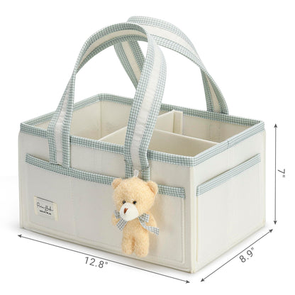PeraBella Diaper Caddy Organizer with Handle, Baby Shower Gifts Basket Bag, Registry Search Must Haves Items, Nursery Storage Organizer for Newborn Girl Boy, Baby Bag Essentials, Car Diaper Caddy Cart
