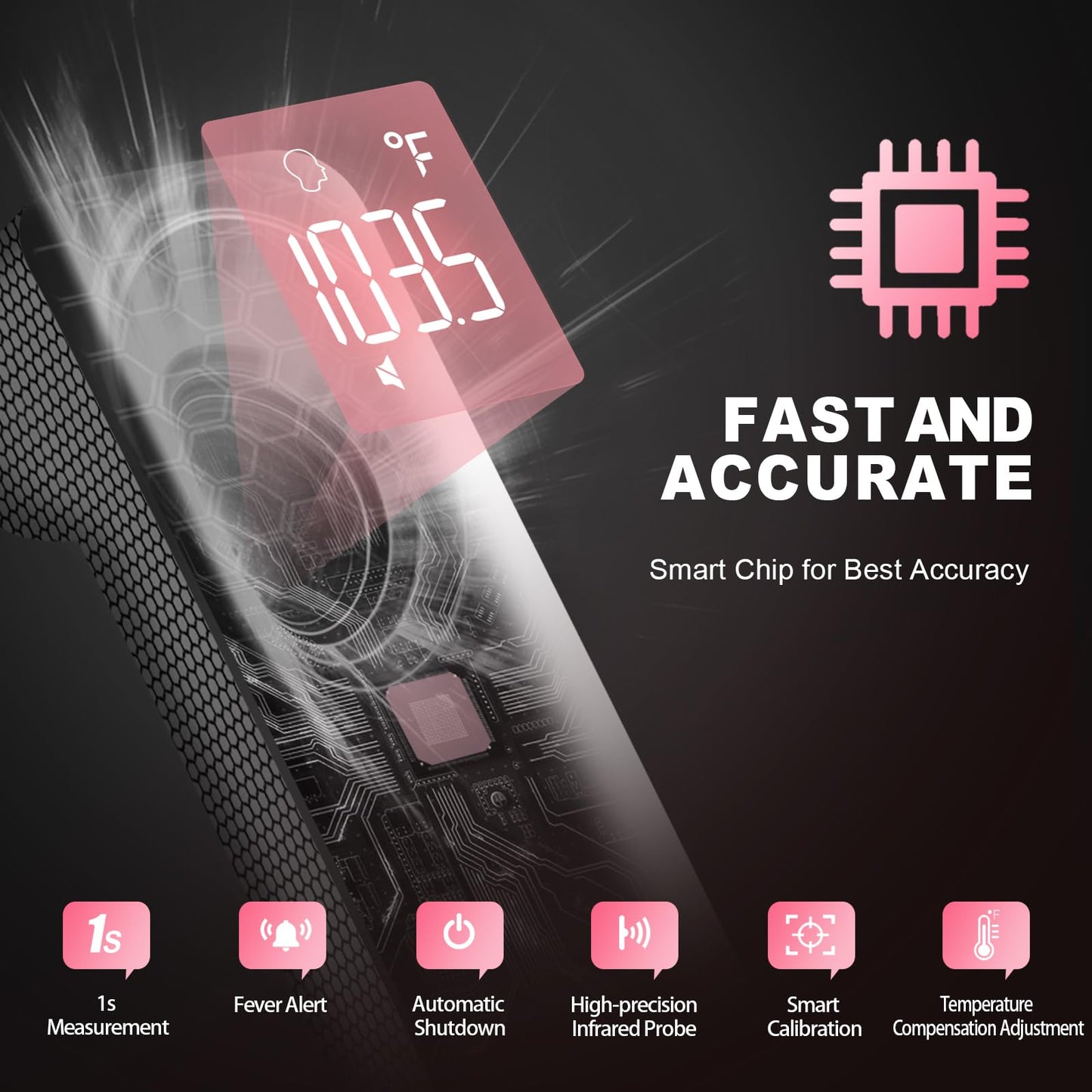 No-Touch Thermometer for Adults and Kids, Digital Accurate Baby Thermometer with Fever Alarm, 1 Second Fast Result, Easy to use, 2 in 1 Mode