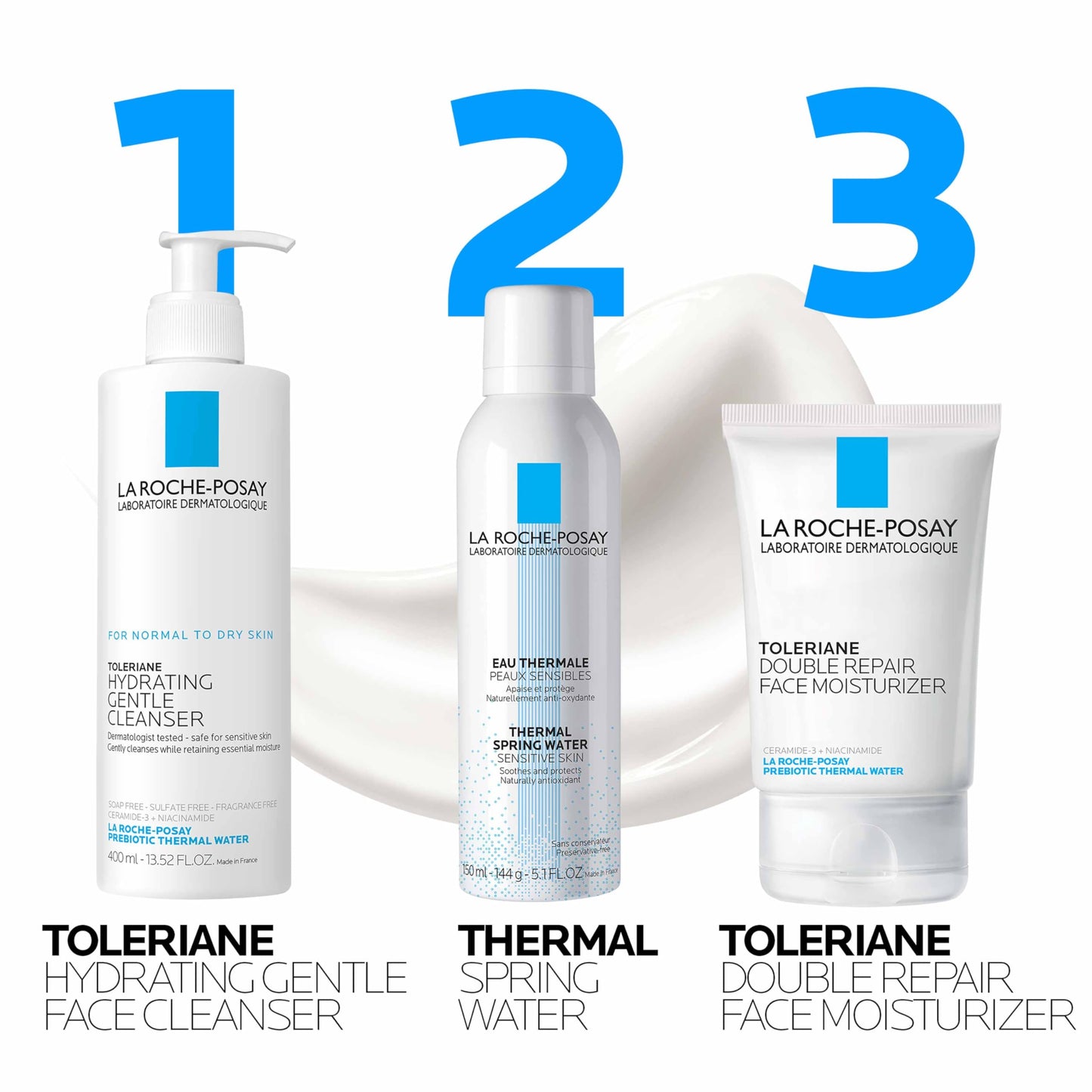 La Roche-Posay Toleriane Double Repair Face Moisturizer, Daily Moisturizer Face Cream with Ceramide and Niacinamide for All Skin Types, Oil Free, Fragrance Free (Pack of 2)