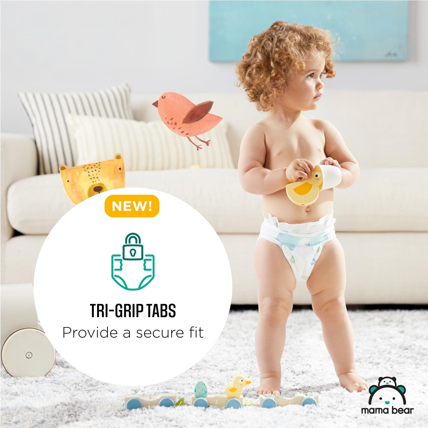 Amazon Brand - Mama Bear Gentle Touch Diapers, Size 6, 108 Count (4 packs of 27)