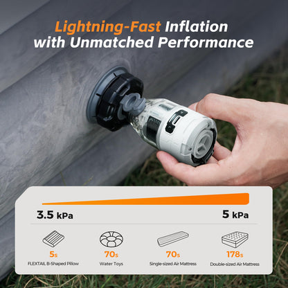 FLEXTAILGEAR Max Pump 3 Air Pump for Inflatables, 5Kpa Portable Air Pump, 500L/min Air Mattress Inflator with Camping Light, Inflatable Pillows Swim Rings Air Mattresses Air Bed Boats