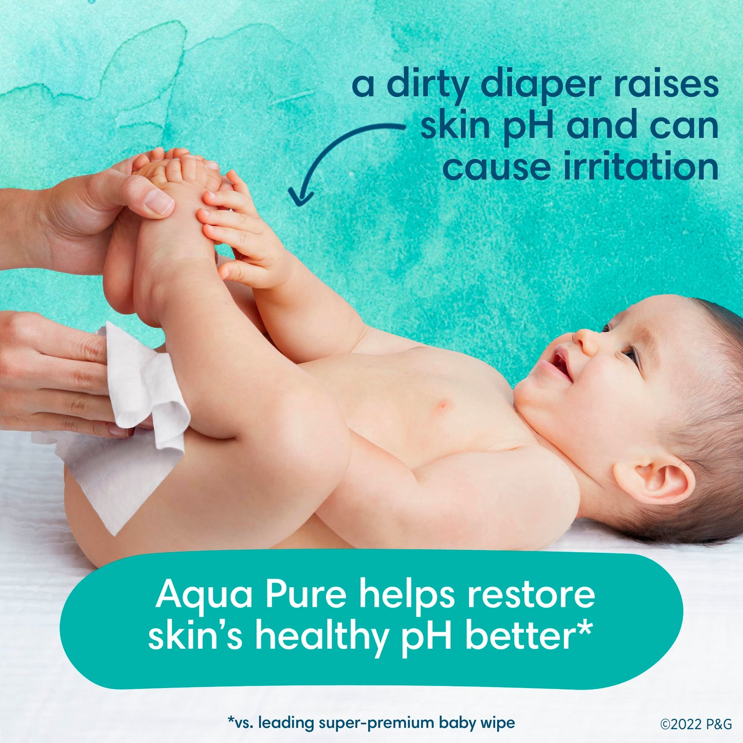 Pampers Baby Wipes Aqua Pure, 99% water-based wipes, Hypoallergenic and Unscented Infant Wipe, 448 Total (8 Flip-Top Packs)