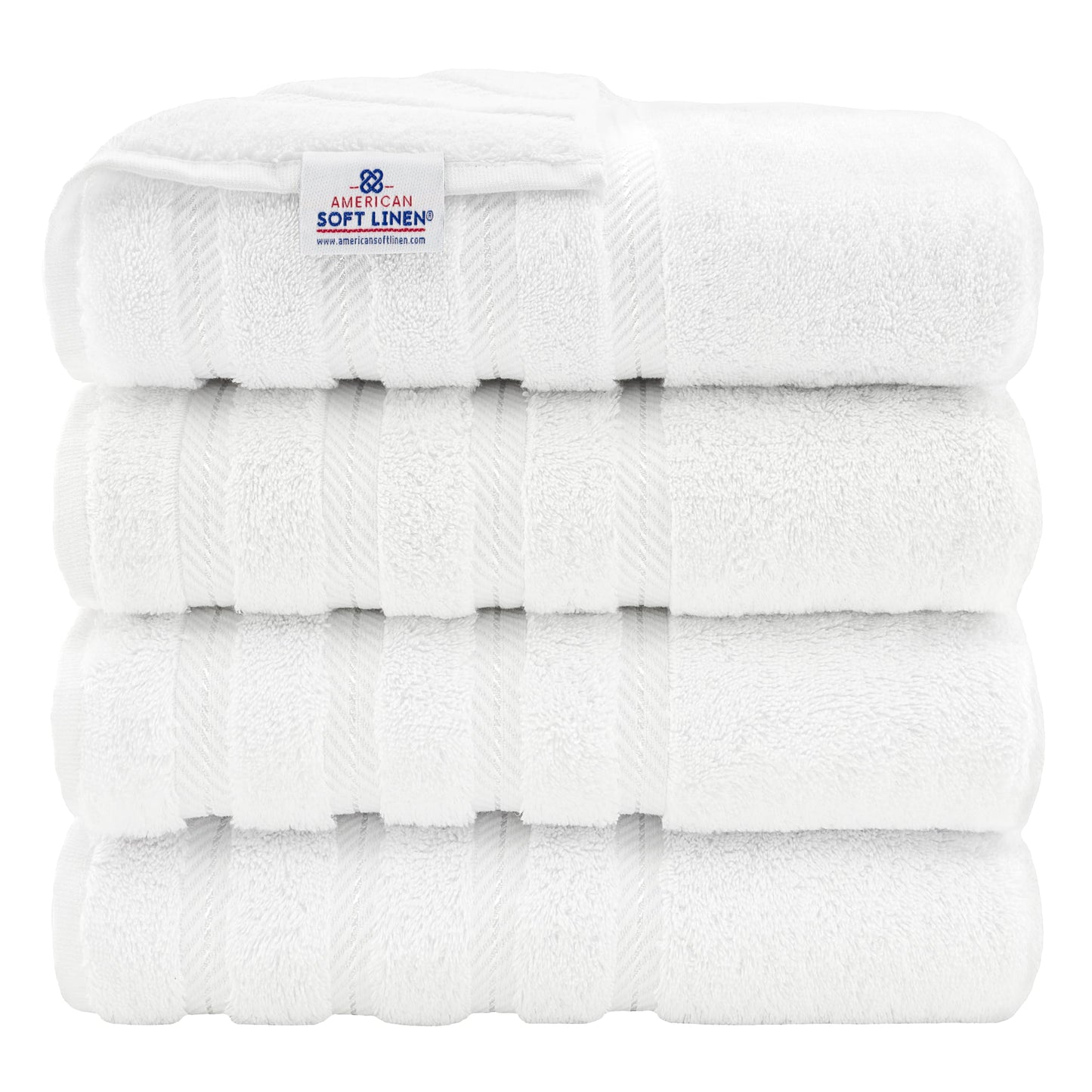 American Soft Linen Luxury 4 Piece Bath Towel Set, 600 GSM 100% Cotton Turkish Bath Towels for Bathroom, 27x54 in Extra Large Bathroom Shower Towels, White
