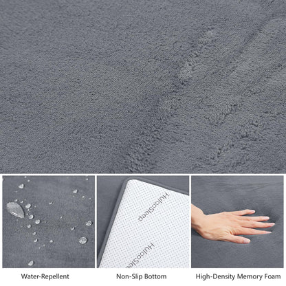 Huloo Sleep Baby Play Mat for Floor,1.3" Thick Elasti-Foam 50"×50" Playpen Mat for Tummy Time,Water Repellent Soft Coral Velvet for Toddler,Infant,Kids,Non-Slip Backing Safe for Crawling(Dark Grey)