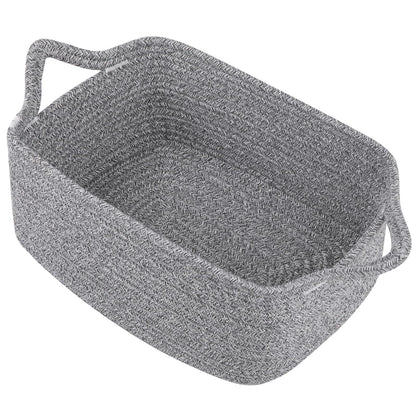 OIAHOMY Woven Basket, Gift Basket Empty with Gift Bags and Ribbons, Rope Baskets for Baby Showers, Storage Baskets with Handles for Nursery, Pet Toy Organizer - Grey
