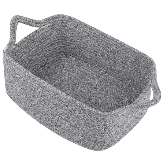 OIAHOMY Woven Basket, Gift Basket Empty with Gift Bags and Ribbons, Rope Baskets for Baby Showers, Storage Baskets with Handles for Nursery, Pet Toy Organizer - Grey