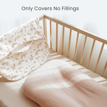 Konssy Muslin Baby Lounger Cover 2 Pack, 100% Cotton Newborn Lounger Cover, Soft and Breathable Baby Nest Slipcover for Boys Girls (Pink, Floral)