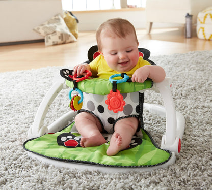 Fisher-Price Portable Baby Chair Sit-Me-Up Floor Seat with Developmental Toys and Crinkle & Squeaker Seat Pad, Panda Paws