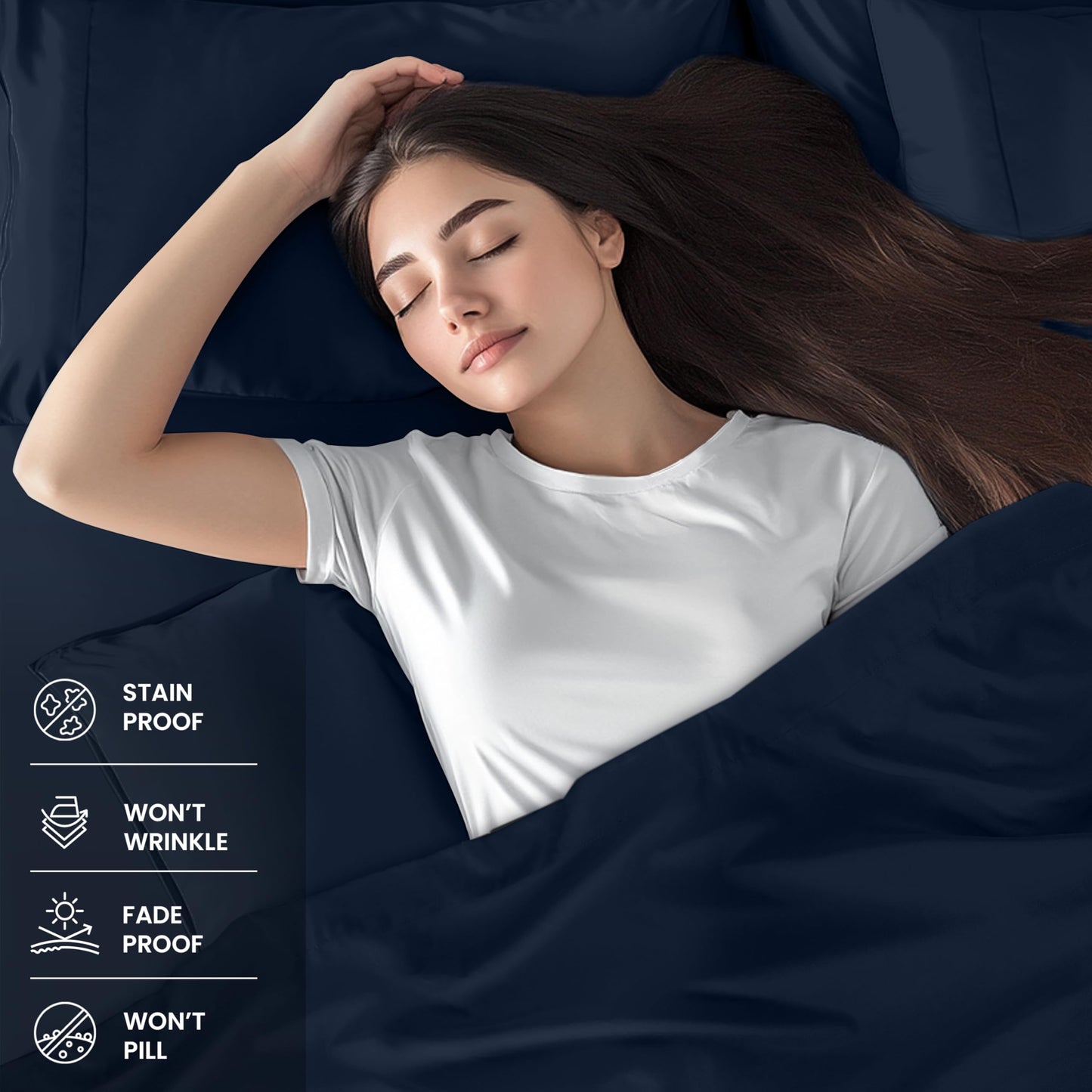 Utopia Bedding Queen Sheet Set – 4 Piece Bed Sheets for Queen Size Bed, Soft and Breathable Microfiber, Includes 1 Fitted Sheet, 1 Flat Sheet and 2 Pillowcases (Navy Blue)