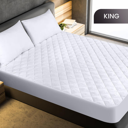 Utopia Bedding Quilted Fitted Mattress Pad, King Size, Elastic Fitted Mattress Topper Protector and Cover Stretches up to 16 Inches Deep, Machine Washable (White)