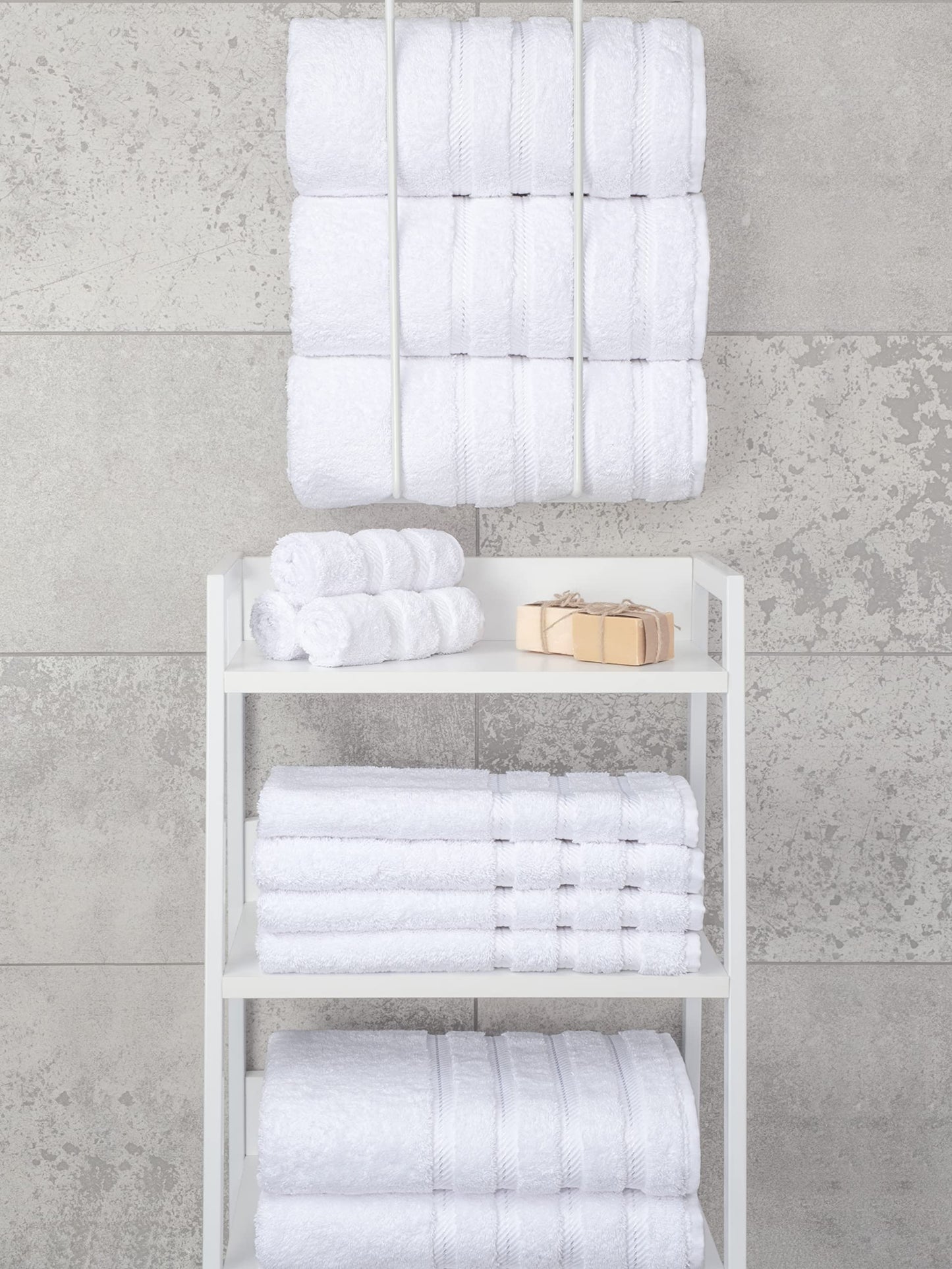 American Soft Linen Luxury 4 Piece Bath Towel Set, 600 GSM 100% Cotton Turkish Bath Towels for Bathroom, 27x54 in Extra Large Bathroom Shower Towels, White