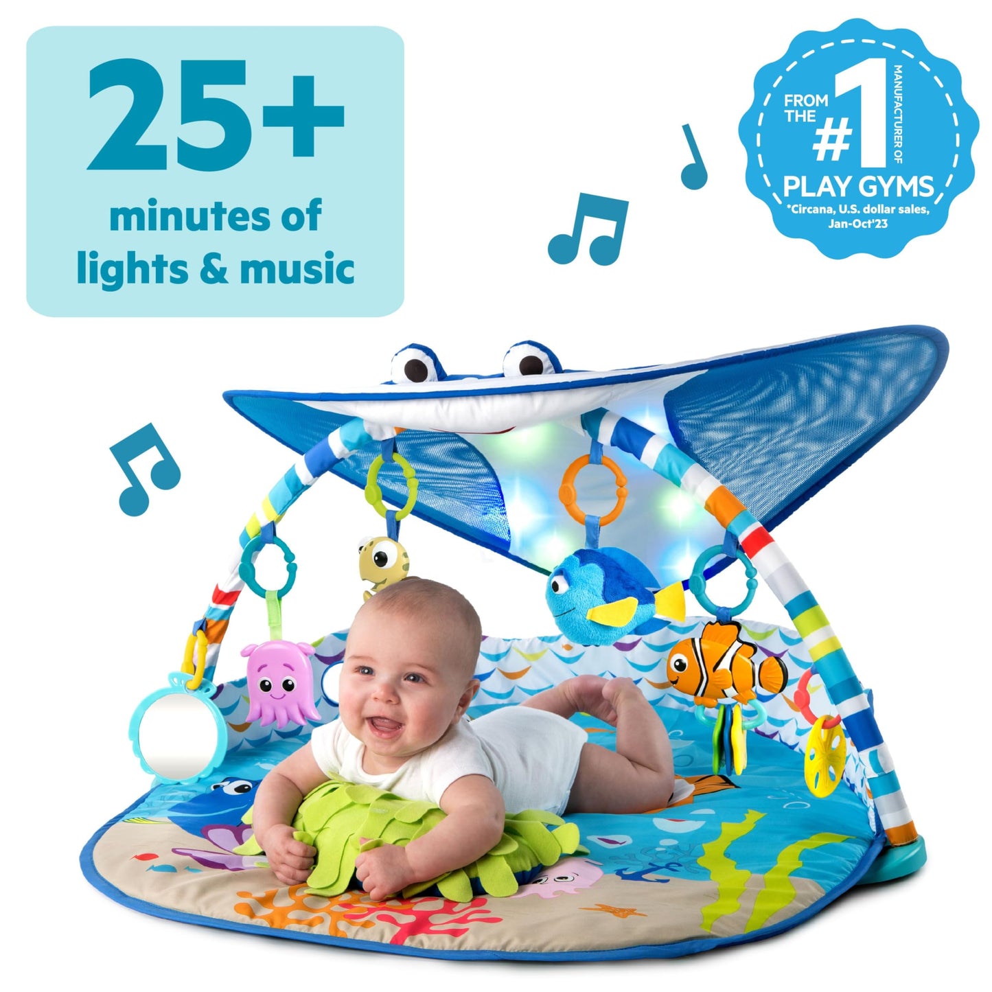 Bright Starts Disney Baby Finding Nemo Mr. Ray Ocean Lights & Music Gym, Ages Newborn +