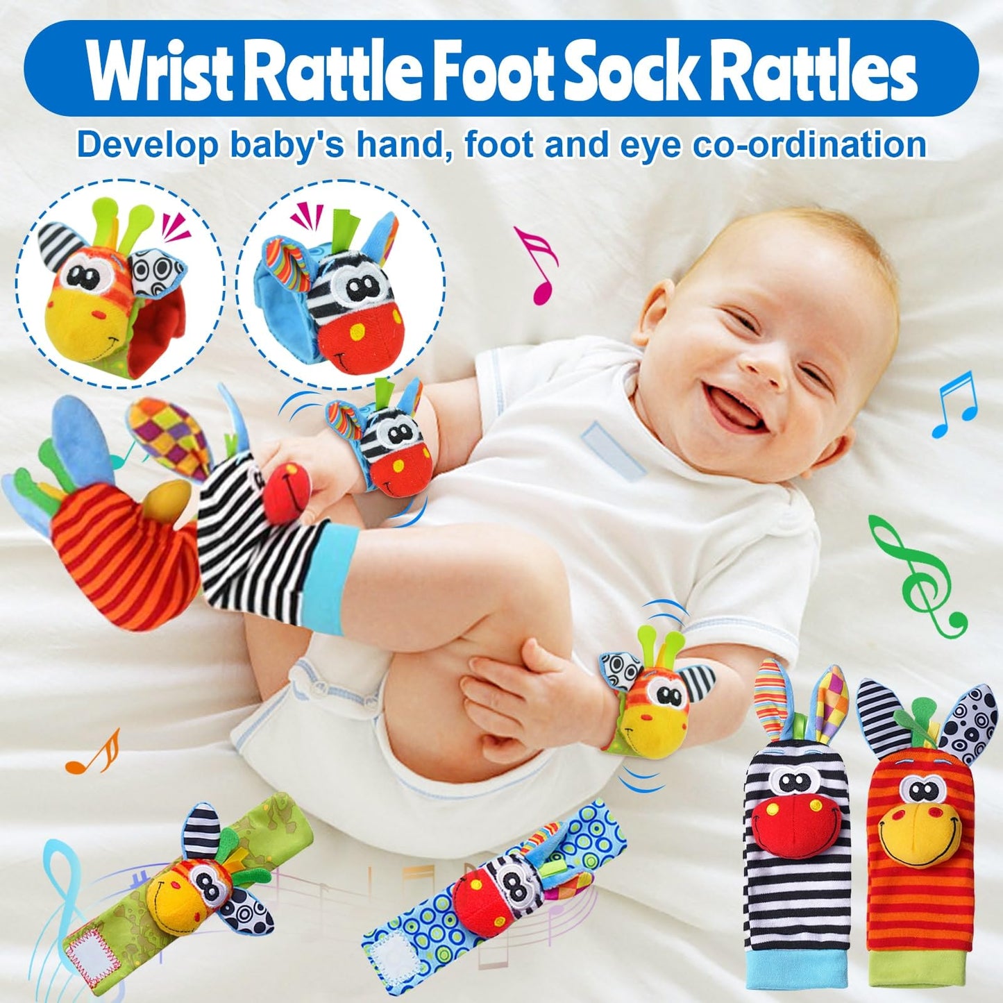Baby Rattles 0-6 Months: Baby Toys Rattles for Babies 6-12 Months Infant Toys 0-3 Months Newborn Toys Teething Toys 3-6 Months - Baby Rattle Socks Baby Gifts for Boy Girl