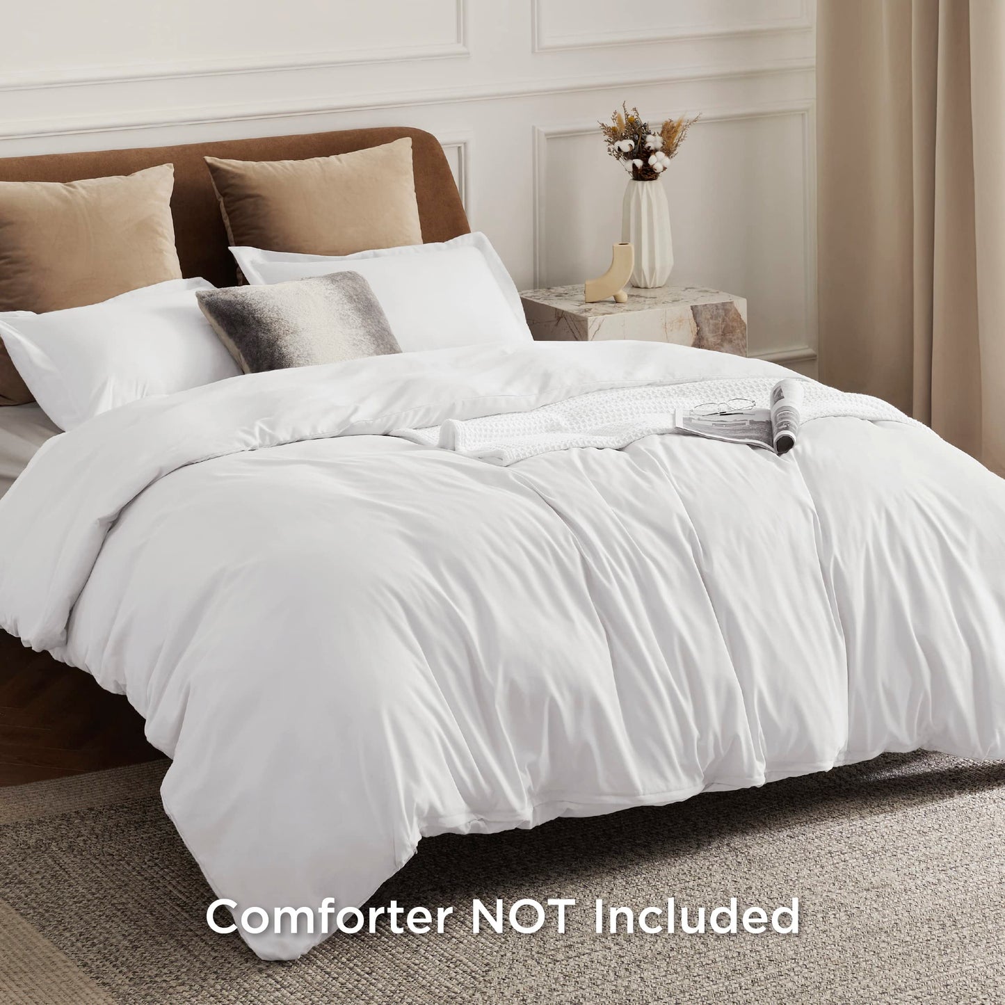 Bedsure Duvet Cover King Size - Soft Double Brushed Bedding Set for Kids & Adults, Zipper Closure, 3 Pieces, Includes 1 Duvet Cover (104"x90") & 2 Pillow Shams, NO Comforter, White