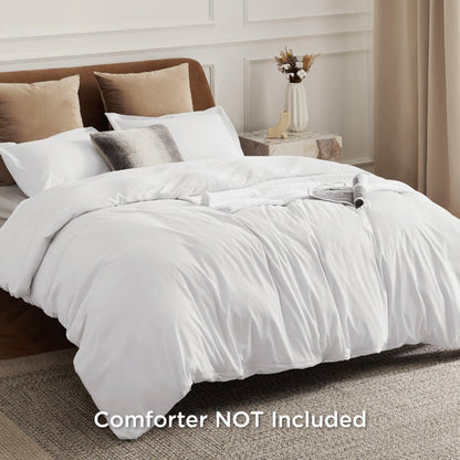 Bedsure Duvet Cover King Size - Soft Double Brushed Bedding Set for Kids & Adults, Zipper Closure, 3 Pieces, Includes 1 Duvet Cover (104"x90") & 2 Pillow Shams, NO Comforter, White
