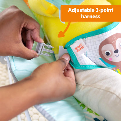 Bright Starts Wild Wonders Vibrating Baby Bouncer, Removable Toy Bar with 2 Toys, Nonslip Feet, 0-6 Months Up to 20 lbs