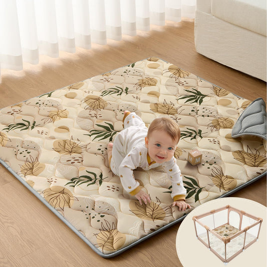 Blissful Diary Baby Play Mats for Floor, 50x50 Playpen Mat, Thicken Cushioning Padding Foam Playmate for Baby and Toddlers Infants, Non-Slip & Machine Washable, Earth Tones Design