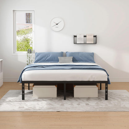 NEW JETO Metal Bed Frame,Full Size Bed Frame with Storage Space,Heavy Duty Sturdy Mattress Foundation,Easy Assembly,No Box Spring Needed, Black,18 Inch,Full