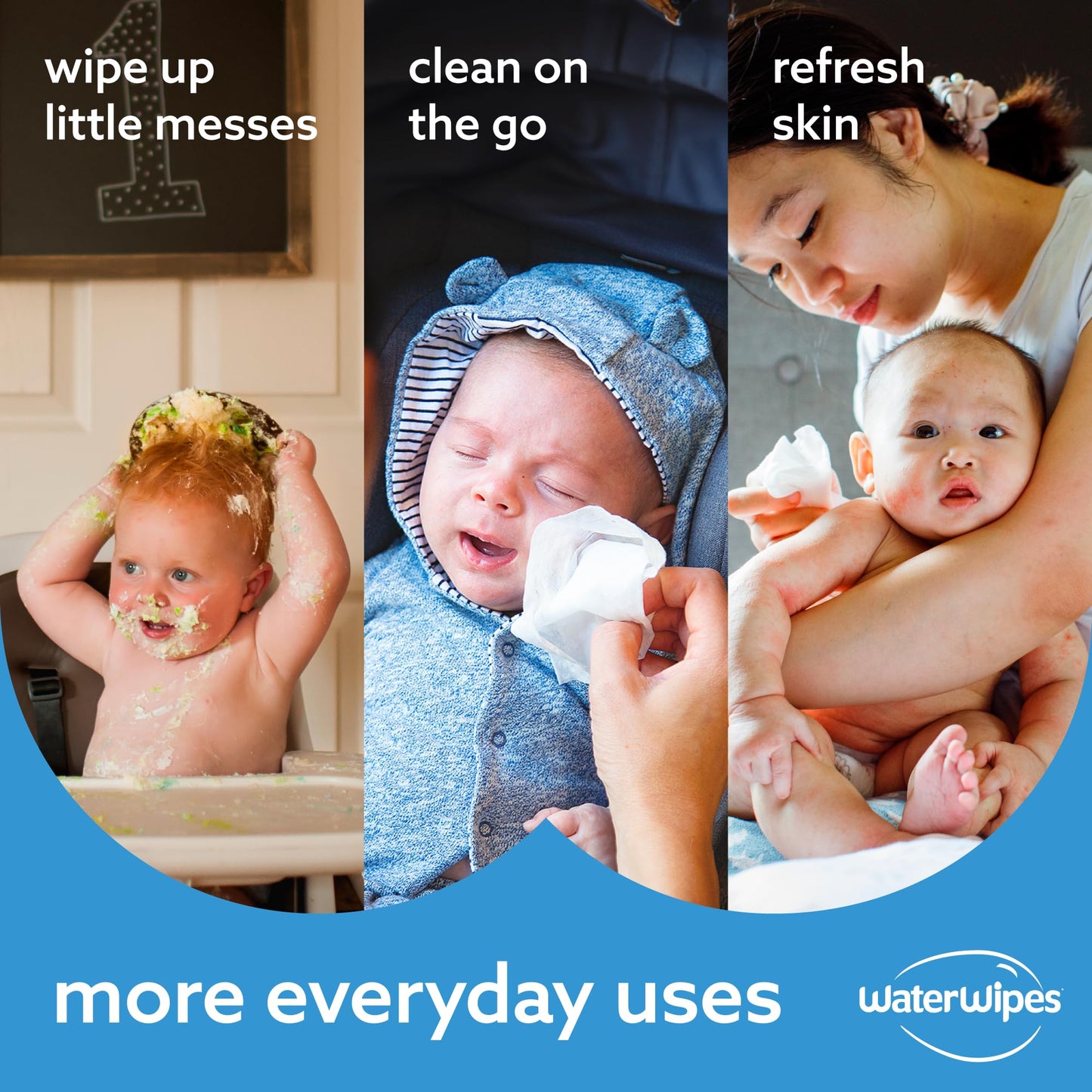 WaterWipes Sensitive+ Newborn & Baby Wipes, 3-In-1 Cleans, Cares, Protects, 99.9% Water, Unscented & Hypoallergenic, 300 Count (5 Packs)