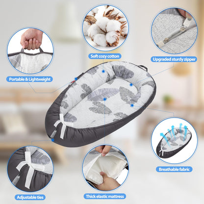 BUTOA Baby Lounger - Breathable & Soft Baby Nest, Portable and Lightweight Tummy Time Lounger for Home and Travel, Ideal Newborn Babies Essentials Baby Shower Gifts