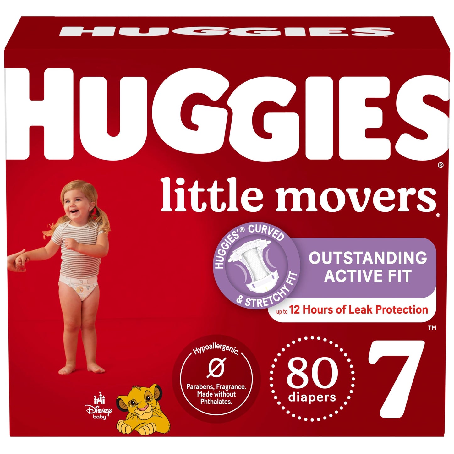 Huggies Size 7 Diapers, Little Movers Baby Diapers, Size 7 (41+ lbs), 80 Count (2 packs of 40)