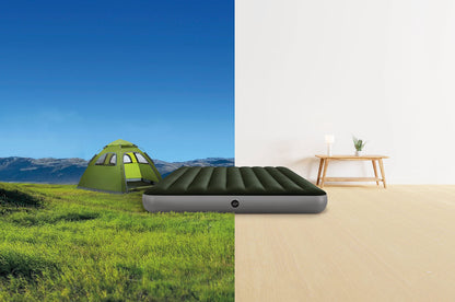 Intex 64779E Dura-Beam Standard Prestige Air Mattress: Fiber-Tech - Queen Size - Hand-Held Battery Pump - 10in Bed Height - 600lb Weight Capacity