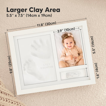 KeaBabies Baby Footprint Kit - Newborn Hand and Footprint Keepsake Frame, Nursery Picture Frame, Personalized New Mom Gifts & Baby Shower Gifts for Boys,Girls Nursery Decor(Alpine White)