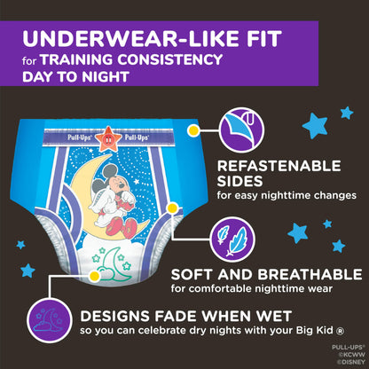 Pull-Ups Boys' Night-Time Potty Training Pants, Size 2T-3T Overnight Training Underwear (16-34 lbs), 68 Ct