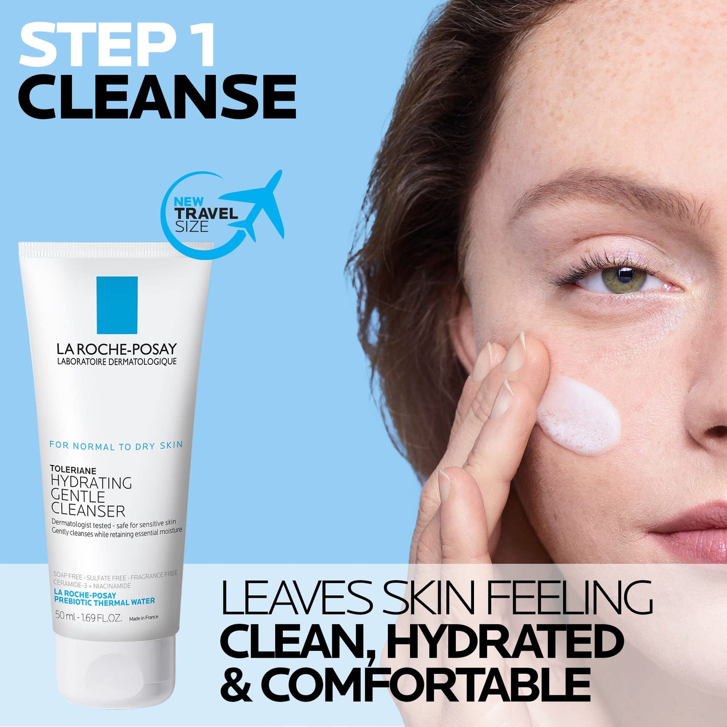 La Roche-Posay Toleraine Skin Care Set, Double Repair Face Moisturizer 100ml & Hydrating Gentle Cleanser 50ml, Oil Free Moisturizer & Face Wash