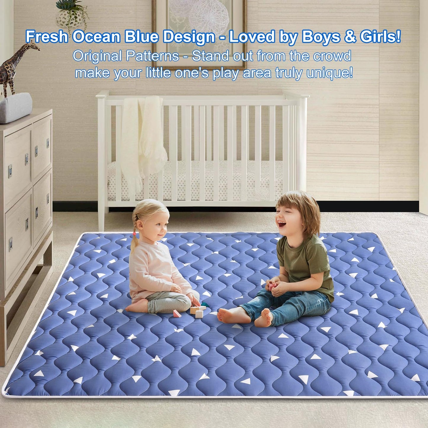 Premium Foam Baby Play Mat, 50x50 Playpen Mat, Thicken One-Piece Crawling Mat, Non-Slip Cushioned Baby Playmats for Infants, Babies, Toddlers, Play & Tummy Time