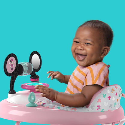 Bright Starts Disney Baby Minnie Mouse Forever Besties 2-in-1 Baby Activity Walker - Easy Fold Frame and Removable -Toy Station, 6 Months and up