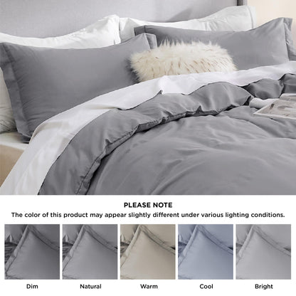 Bedsure Duvet Cover King Size - Soft Double Brushed Bedding Set for Kids & Adults, Zipper Closure, 3 Pieces, Includes 1 Duvet Cover (104"x90") & 2 Pillow Shams, NO Comforter, Grey