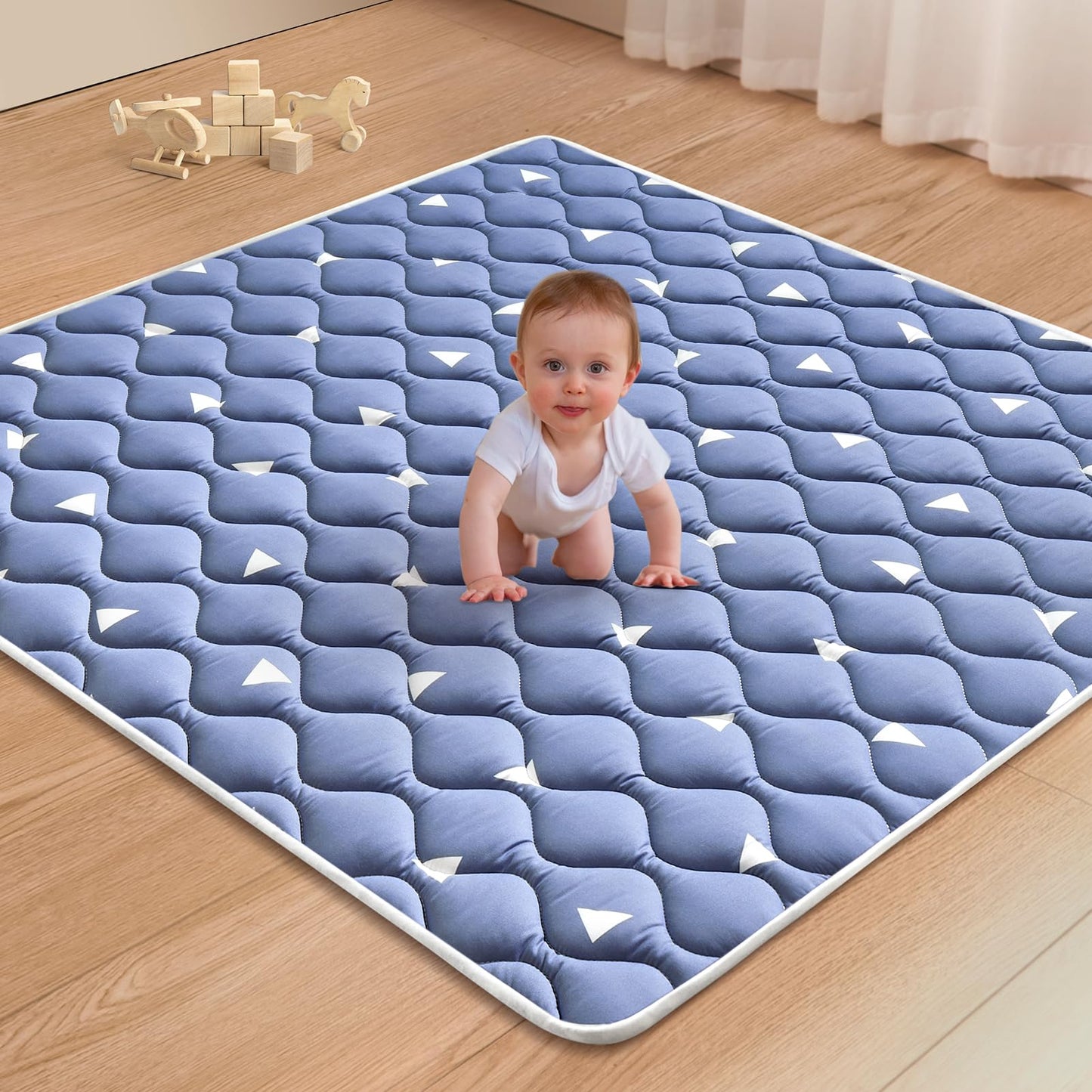Premium Foam Baby Play Mat, 50x50 Playpen Mat, Thicken One-Piece Crawling Mat, Non-Slip Cushioned Baby Playmats for Infants, Babies, Toddlers, Play & Tummy Time