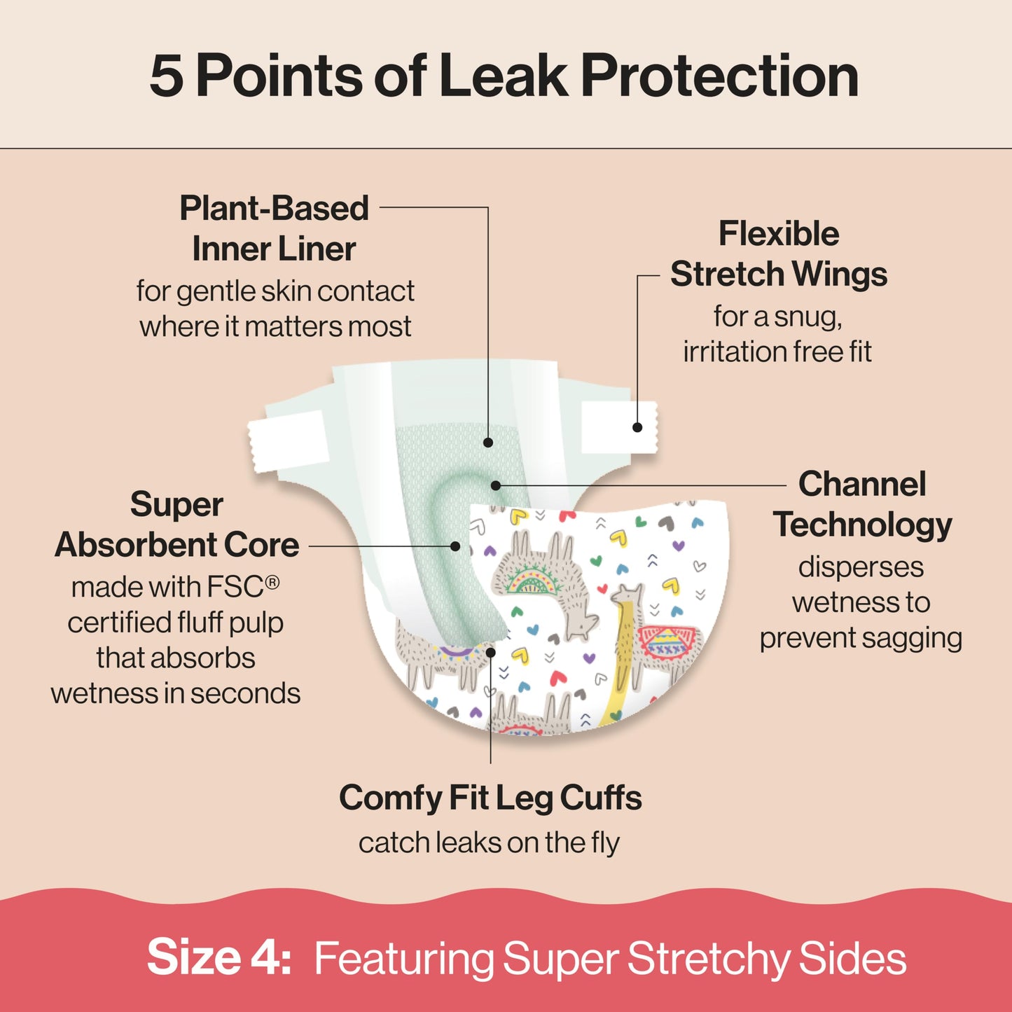 The Honest Company Clean Conscious Diapers for Delicate Skin | Up to 100% Leakproof | Hypoallergenic, Fragrance Free | Girl Prints | Super Club Box, Size 4 (22-37 lbs), 104 Count (Prints May Vary)