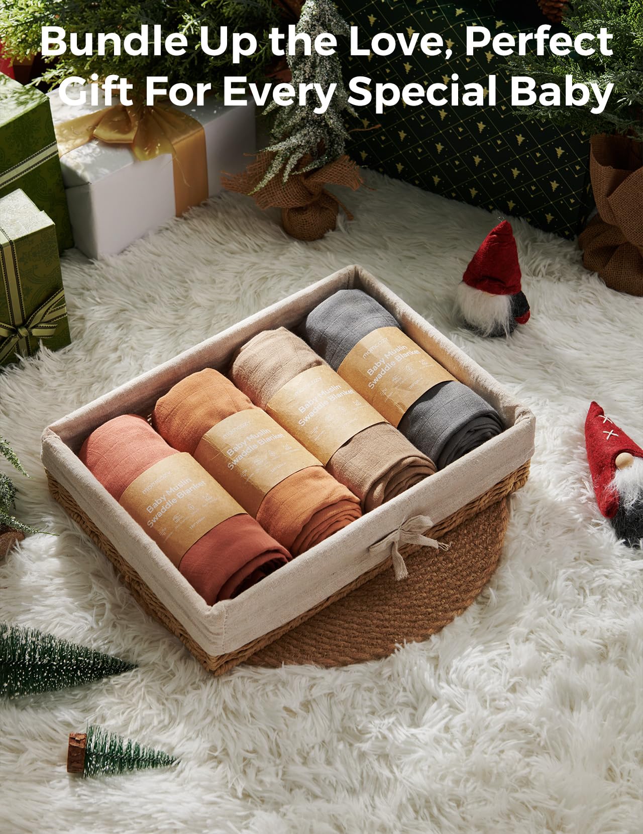 Momcozy Muslin Swaddle Blankets for Baby Boys and Girls, 4-Pack Breathable and Skin-Friendly Receiving Blanket Wrap, Baby Essentials, Registry & Gift, 47 x 47 inches